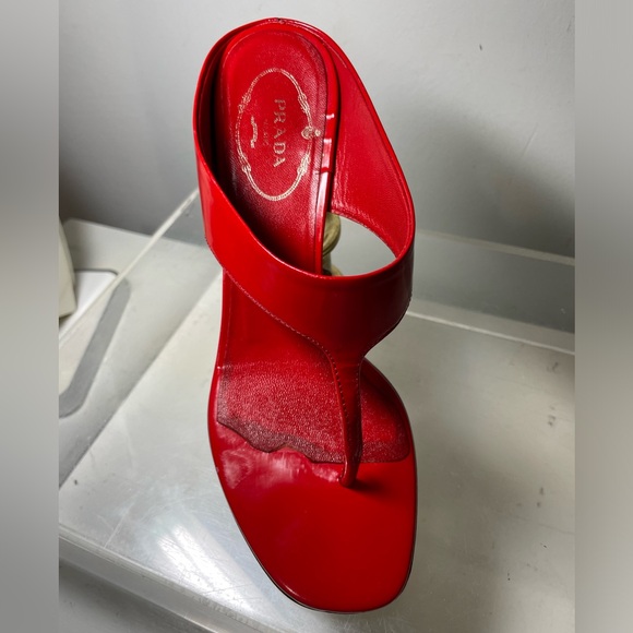 PRADA Patent leather slides red sz 36 made in italy - Picture 6 of 16